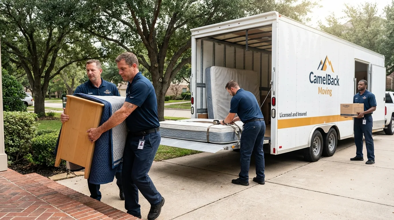 Crew loading residential truck for cross-state move from Petersburg, WV