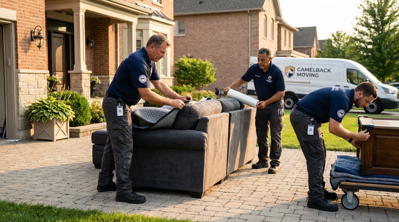 Large estate moving crew wrapping furniture in Petersburg, WV