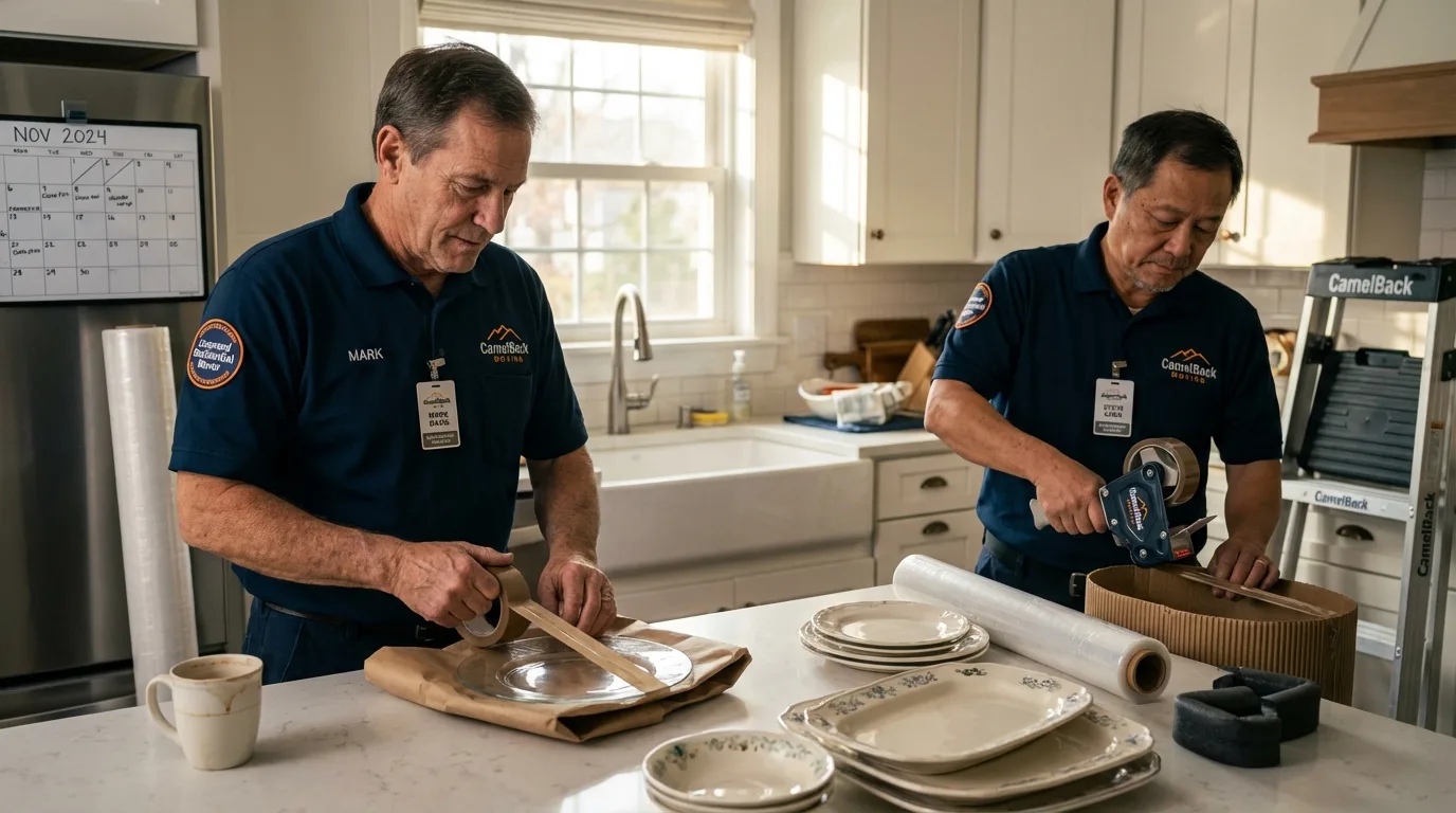 Professional crew packing kitchen dishware in Petersburg, WV